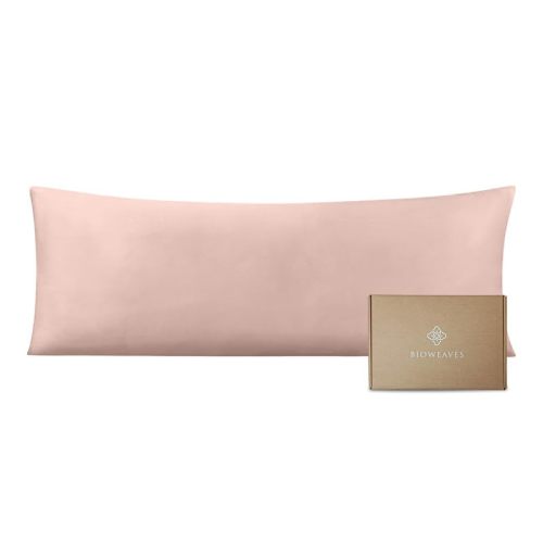 Bioweaves 100% Organic Cotton Body Pillow Cover for Body Pillowcases 300 Thread Count Soft Sateen Weave GOTS Certified with Zipped Closure - 21" x 54", Dusty Rose