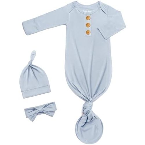 Newborn Baby Knotted Gown, Super Soft Silky Infant Long Sleeve Sleeper with Tie Bottom, Baby Girl and Boy Sleep Gown