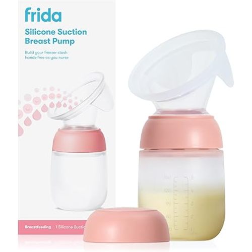 FridaMom Silicone Suction Breast Pump, Hands-Free Milk Collector, Portable