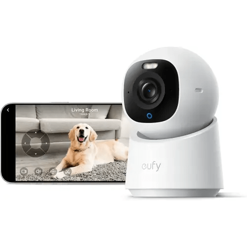 eufy Security Indoor Camera E30, Latest Generation, 4K UHD Security Camera, Pet/Dog/Baby Camera with Phone app, Color Night Vision, Human/Pet Auto Tracking, 360 Pan-Tilt, Works with Homekit, White