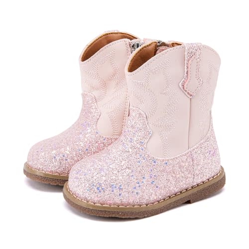 BMCiTYBM Baby Cowboy Cowgirl Boots Infant Western Shoes Boys Girls Round Toe Boots All Seasons 6-24 Months