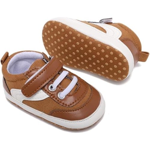 Clowora Unsex Baby Boys Girls Canvas First Walkers Shoes,Newborn Infant Non Slip Soft Sole Crib Casual Sneaker