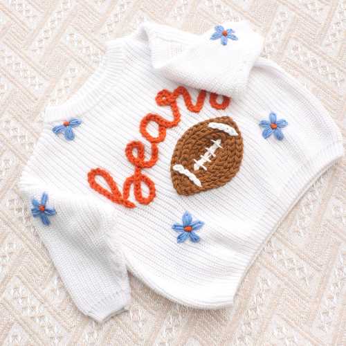 Custom Football Baby Sweater, Sports Team Sweater, Game Day Outfit, Personalized Sweater with Name, Football Fan Gift, Toddler Sweaters
