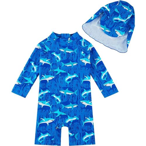 upandfast Baby/Toddler Swimsuit UPF 50+ Sun Protection One Piece Zipper Bathing Suit with Sun Hat Infant Beach Swimwear