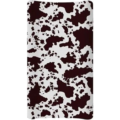 Brown Cow Print Changing Pad Cover for Baby Girls Boys Soft Breathable Diaper Changing Pad Cover with Elastic Edge Removable Bassinet Cradle Mattress Sheets 32x16