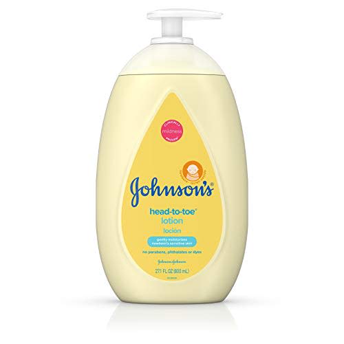 Johnson's Head-to-Toe Moisturizing Baby Body Lotion for Sensitive Skin, Hypoallergenic and Paraben-, Phthalate- and Dye-Free Baby Skin Care, 27.1 Fl Oz (Pack of 1)