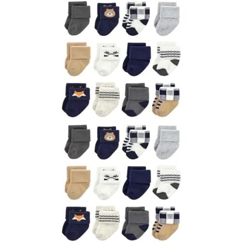 Hudson Baby Unisex Cotton Rich Baby Terry Socks 24-Pack