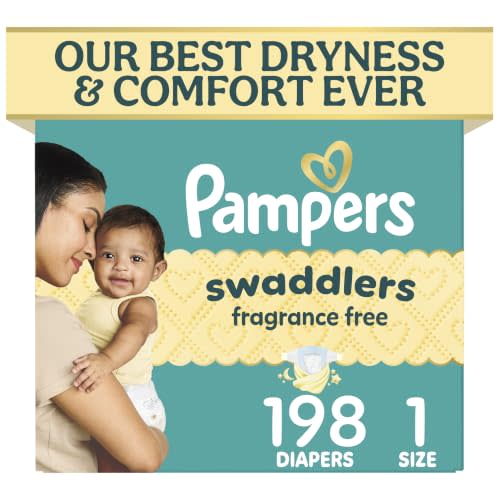 Swaddlers Diapers, Size 1 (8-14 lbs), 198 Count, Fragrance Free, Hypoallergenic, Absorbent, Pediatrician Recommended, Skin Safe
