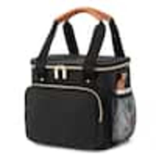 Misopily 3 qt. 6-Bottle Capacity Breastmilk Cooler Bag with Ice Pack for Baby Bottles Insulated and Portable Black A411PH00528B093