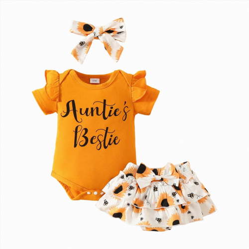 Leey-World Girl Onesies Baby-girls Short Sleeve Bodysuits One-piece Cotton Girl Onesies(Orange,0-3 Months)