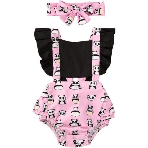 Newborn Infant Baby Girls Leopard Romper Ruffle Sleeve Backless Bodysuit Jumpsuit Headband Sunsuit Outfits Set