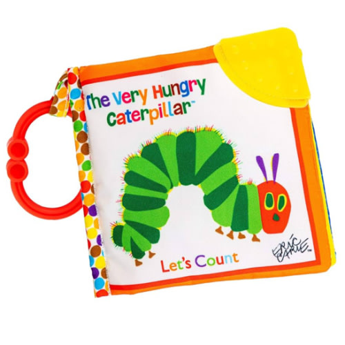 Let's Count Soft Book - World of Eric Carle the Very Hungry Caterpillar Baby on the Go Clip Teething Crinkle Soft Sensory Book for Babies, 5.25x5.25 Inch