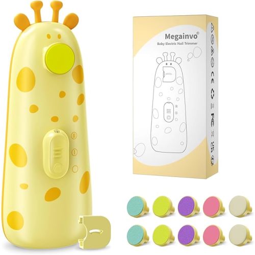 Baby Nail Trimmer Electric Baby Nail File with Light 10 Grinding Heads Safe Quiet Baby Nail Grooming Care Kit for Newborn Infant Toddler Toes Fingernails - Orange