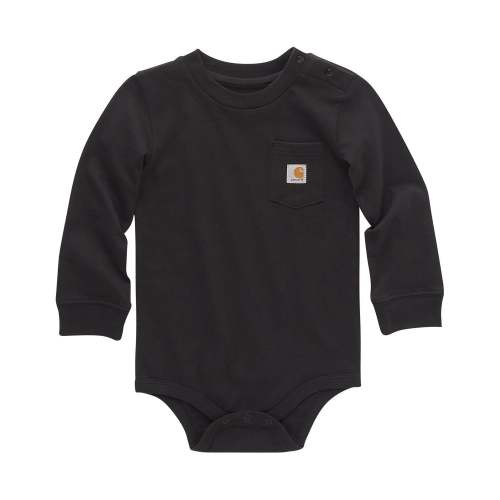 Carhartt Infant Boys' Logo Pocket Long Sleeve Onesie, Black | 6M