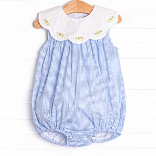 Dew Drop Daisies Embroidered Bubble, Blue – Stitchy Fish