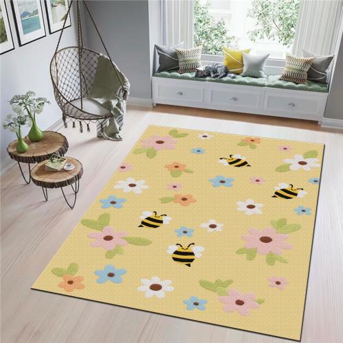 Bee & Flower Nursery Rug – Pastel Kids Room Rug