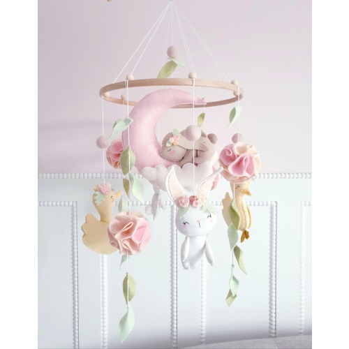 Duckling and Bunny Baby Mobile: Handmade Nursery Decor