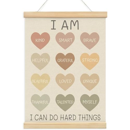 BIWSHA Nursery Kids Wall Decor, Preschool Classroom Decor, Kindergarten Classroom Must Haves, Little Baby Girl Toddler Room Decorations, Pink Girls Room Bedroom Bathroom Wall Art Poster Hanger Frame