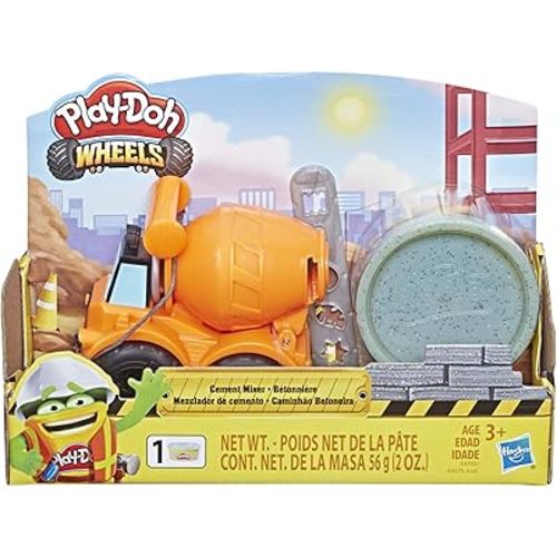 Play-Doh Wheels Mini Cement Truck Toy with 1 Can of Non-Toxic Cement Colored Buildin' Compound
