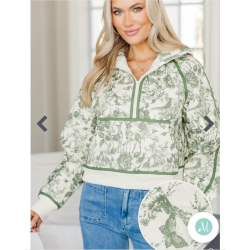 NURSING COLLECTION: Always Direct Olive Green Toile Pullover