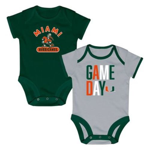 NCAA Miami Hurricanes Newborn 2pk Bodysuit - 6-9M
