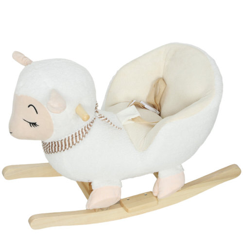 Sheep Baby Rocking Horse, Plush Stuffed Animal Rocker with Lullaby Song and Safety Belt, Kids Ride on Rocking Horse for Toddlers 18–36 Months, White | Wayfair