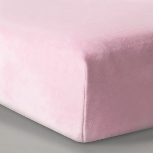 Plush Fitted Crib Sheet Solid - Cloud Island™ Pink
