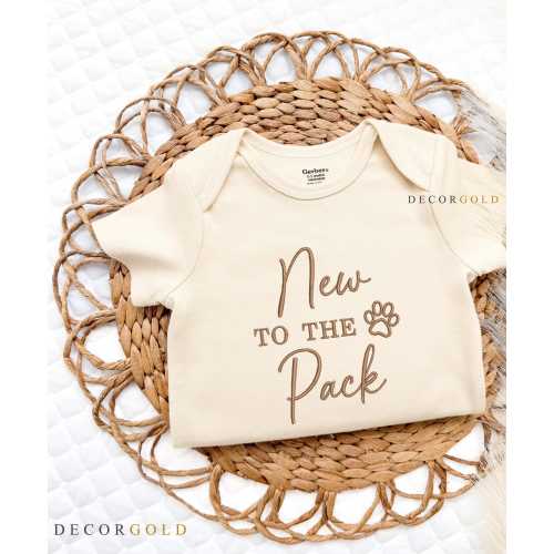 Embroidered New to the Pack Onesie® Personalized Baby Pregnancy Announcement Onesies®, Custom Dog Baby Name Onesie® Custom Dog Best Friend