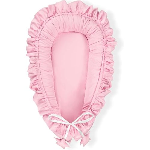 Pea Pod Baby Lounger Cover Cotton Replacement with Handmade Ruffled Design, Pink Baby Nest Cover for Busy Mom, Ultra Soft Skin-Friendly Cotton, Machine Washable