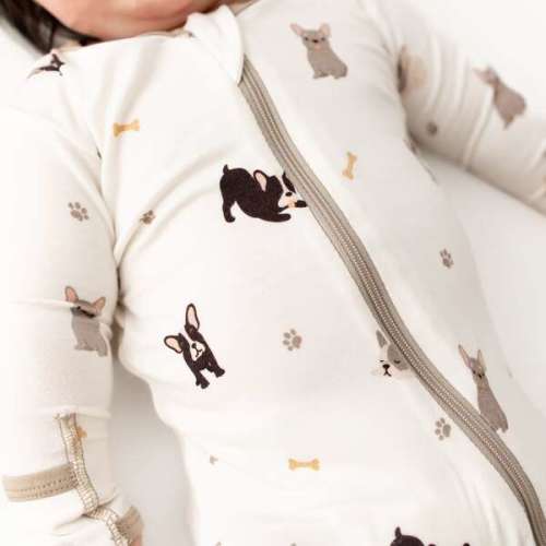 French Bulldogs Zippered Footie - Bamboo Little | Maisonette