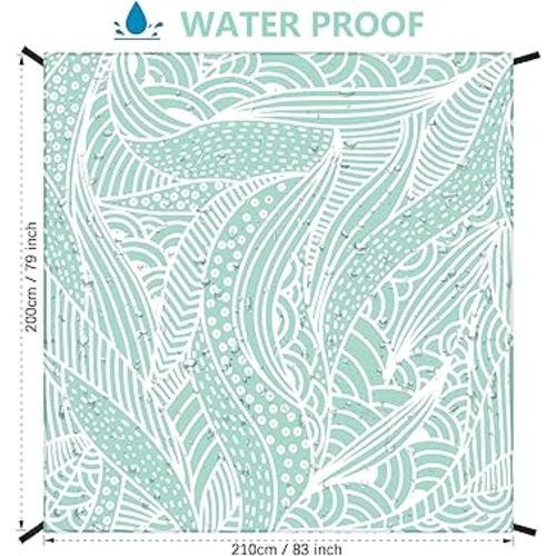 Beach Blanket Waterproof Sandproof Beach Mat for 1-8 Adults Quick Drying Durable Outdoor Picnic Mat for Beach Festival Travel Camping Hiking (LBL-Ripple, 79"×83"(4 Person))