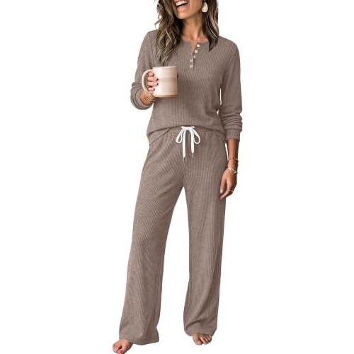 OFEEFAN Two Piece Lounge Sets for Women Fall Winter Sweater Pajamas Set