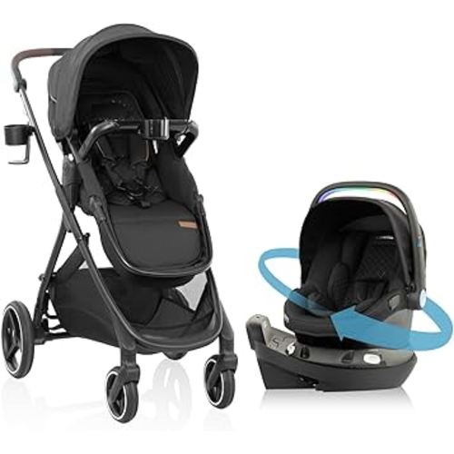 Evenflo Shyft Intuiti+ Travel System Featuring Revolve180 LiteMax™ NXT Rotating Infant Car Seat with SensorySoothe (Jasper Black)