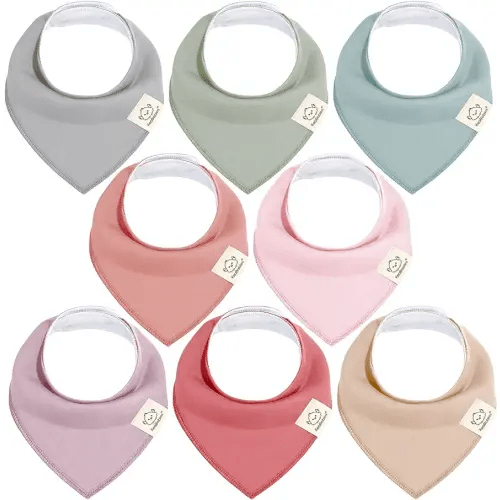 8-Pack Organic Baby Bandana Bibs for Girls - Super Absorbent Triangle Baby Bibs for Drooling and Teething Infant, 100% Cotton Extra Soft for Newborn, Infant 0-36 Months (Muted Pastel)