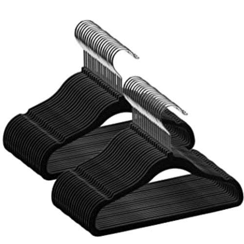 GoodtoU Infant Clothes Hangers Black Velvet, Toddler Hangers 50 Pack Non Slip for Baby Clothes
