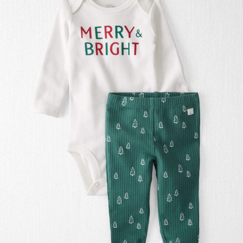 Merry White, Aspen Green Baby Organic Cotton 2-Piece Merry and Bright Set | Carter’s Oshkosh Canada