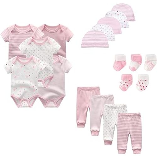 JELYLOVE Unisex Baby Boy Girl Layette Sets Bodysuits Pants And Accessories 19 Packs Comfort Infant Outfit New Born Essentials