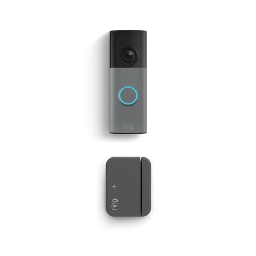 Ring Battery Doorbell (newest model), Speckled Gray with Outside Door Sensor, (newest model)