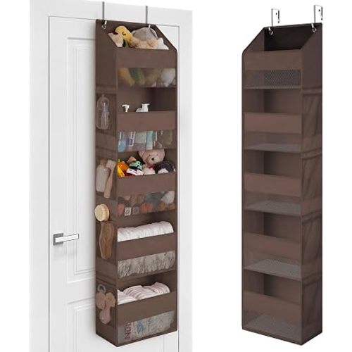 GRANNY SAYS Over Door Hanging Organizer for Nursery, 5-Shelf, Dark Brown
