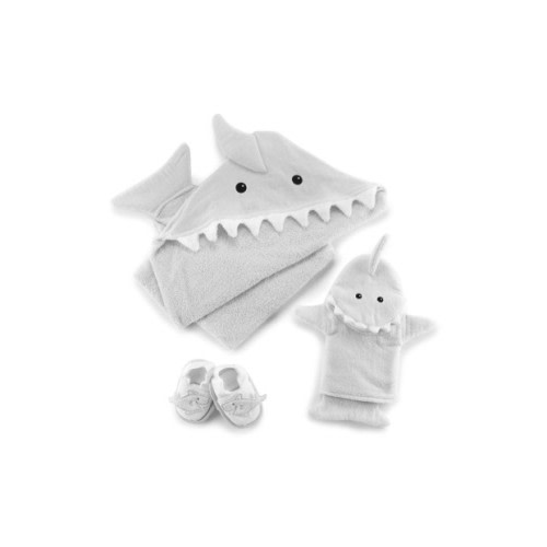 Baby Aspen Let the Fin Begin 4-Piece Bath Set, Open Grey