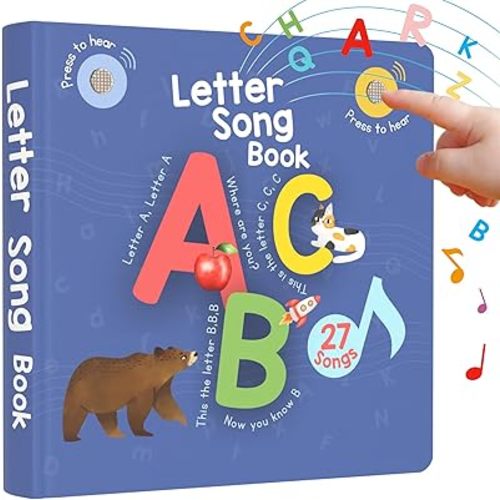 Learning Bugs Interactive Letter Song Book for 1 Year olds – 26 Alphabet Songs, Nursery Rhyme Tunes, ABC Recital for 2 Year olds, Sturdy Pages – Perfect Toy and Gift for Toddlers Ages 1-3