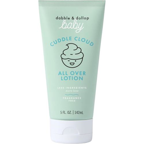 Dabble & Dollop Baby All Over Lotion - Fragrance-Free Baby Moisturizer for Sensitive Skin, Lightweight Hydrating Baby Cream for Newborns & Eczema-Prone Skin (5 fl oz)