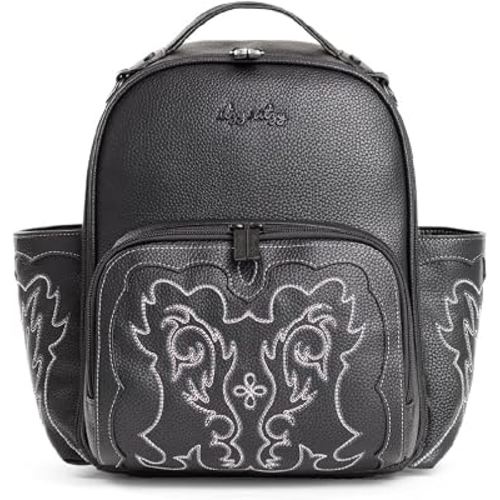 Itzy Ritzy Mini Diaper Bag Backpack - 10 Pockets w/Changing Pad (Outlaw) | Chic Mini Plus Diaper Bag with 2 Insulated Bottle Pockets, Key Lanyard, Wipeable Changing Pad, Grab-Top Handle & Rubber Feet