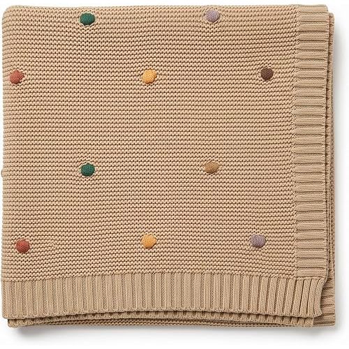 Cotton Baby Blanket Colorful Popcorn Dot Knit 110x80cm Khaki