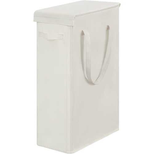 Chrislley 60L Slim Laundry Hamper with Lid Narrow Laundry Basket with Handle Upgrade Foldable Dirty Clothes Hamper Portable Skinny Hamper Organizer Storage Bins (25.6 inches,beige)