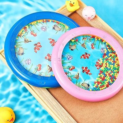 2 Pcs Ocean Drum Wave Bead Ocean Sound Drum, Pink and Blue, 7 Inch 8 Inch
