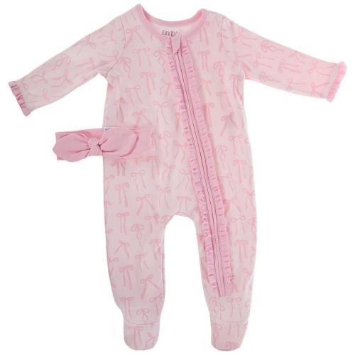 Pink Bows Infant Sleeper & Headband