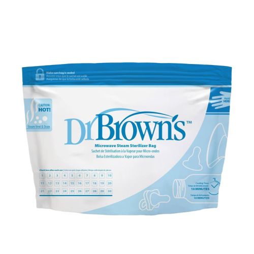 Dr. Brown's Microwave Steam Sterilizer Bags for Baby Bottles Pacifiers Pump Parts and Accessories - 5ct