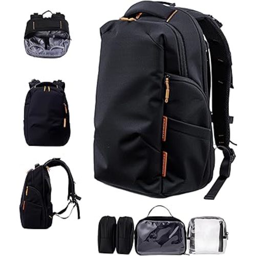 BABELIO Grid Wizard Diaper Bag Backpack - Multi Function Waterproof Diaper Bag, Travel Essentials Baby Bag with 4 Individual Organizers, Insulated Bottle Holders, Baby Shower Gifts, Black