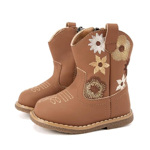 BMCiTYBM Baby Cowboy Cowgirl Boots Infant Western Shoes Boys Girls Round Toe Boots All Seasons 6-24 Months
